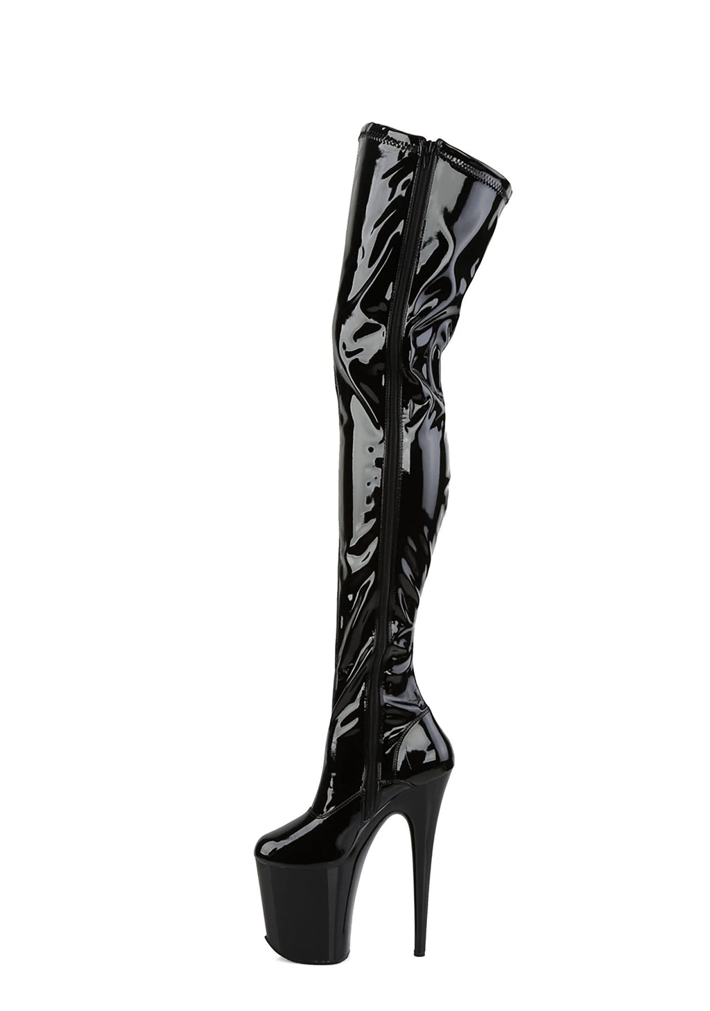 Flamingo-3000 Platform Thigh High Boots-Black