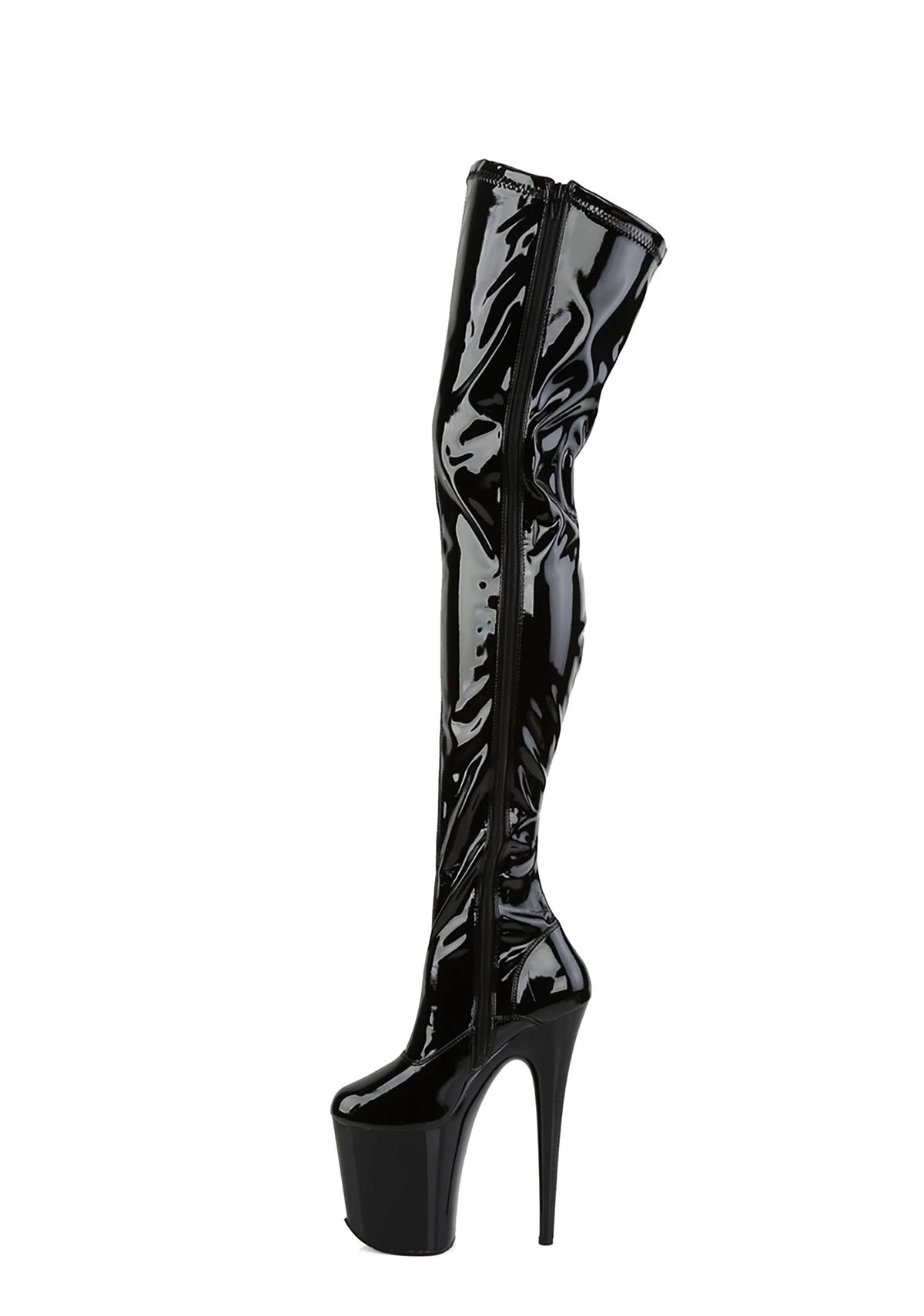 Flamingo-3000 Platform Thigh High Boots-Black