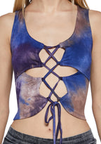 Celestial Bass Lace Up Crop Top – Tie Dye