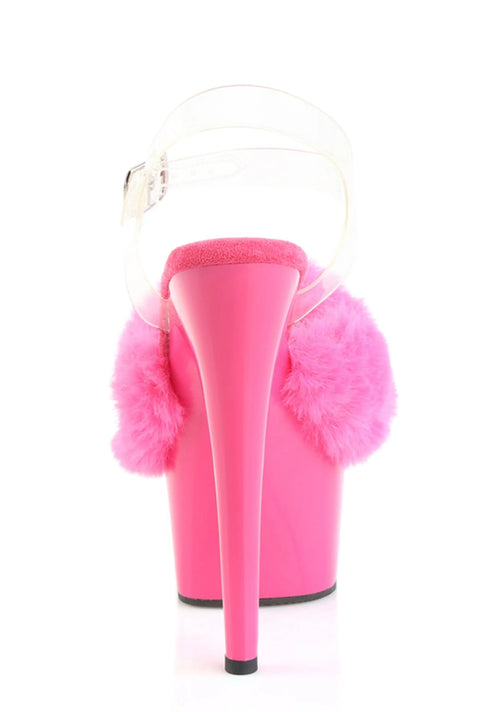 Adore-708FUR Platform Ankle Strap Sandals-Fuchsia