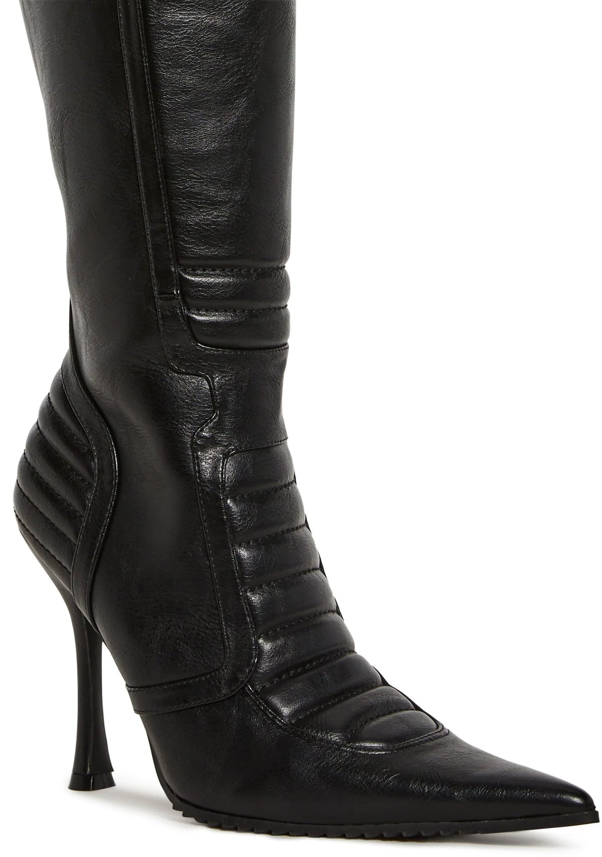 Motorcrossed Knee High Boots