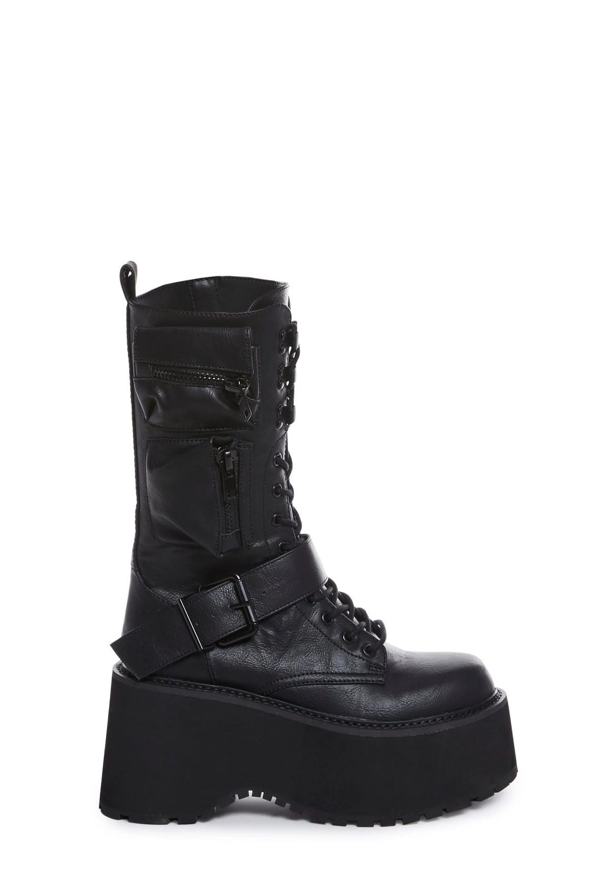 Obsidian Platform Zip-Up Boots – Black