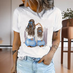 Womens Casual T Shirt White Cotton Blend Relaxed Fit Soft Lightweight Tee Top