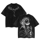 valentine shirts Oversized Washed Christian Tee: Bold Jesus Graphic, Summer Streetwear Menswear Top