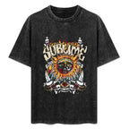 Holafish Oversized Acid Wash Vintage Sun Graphic T-Shirt Heavyweight Cotton Streetwear Casual Sassy Statement Tees for Men & Women
