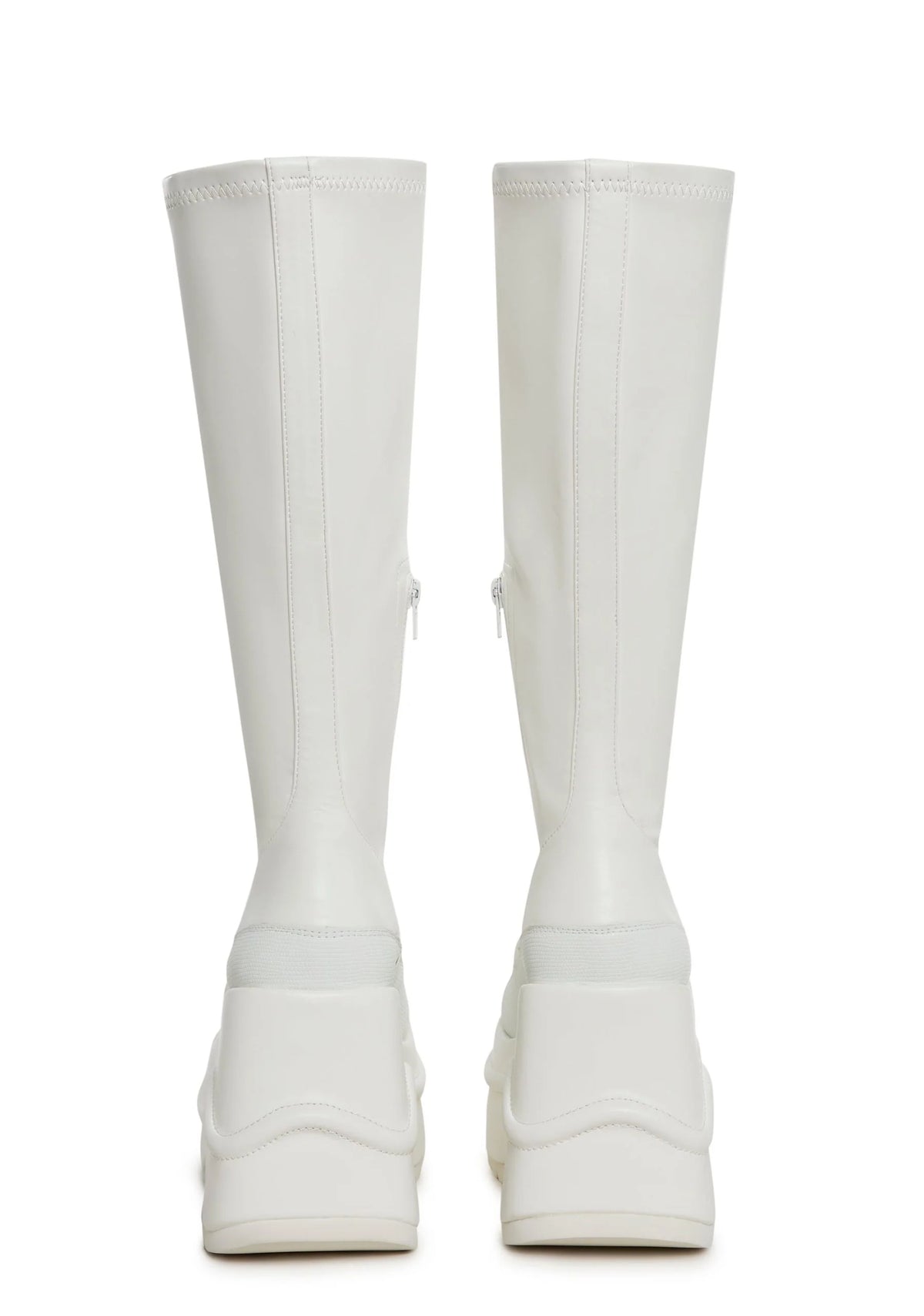 New Fans Wedge Stretch Boots – White
