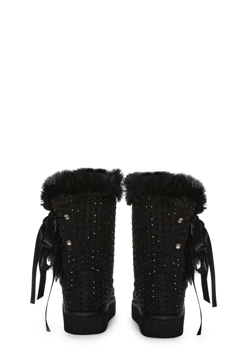 Snowflake Cadet Rhinestone Booties – Black