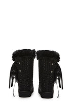 Snowflake Cadet Rhinestone Booties – Black