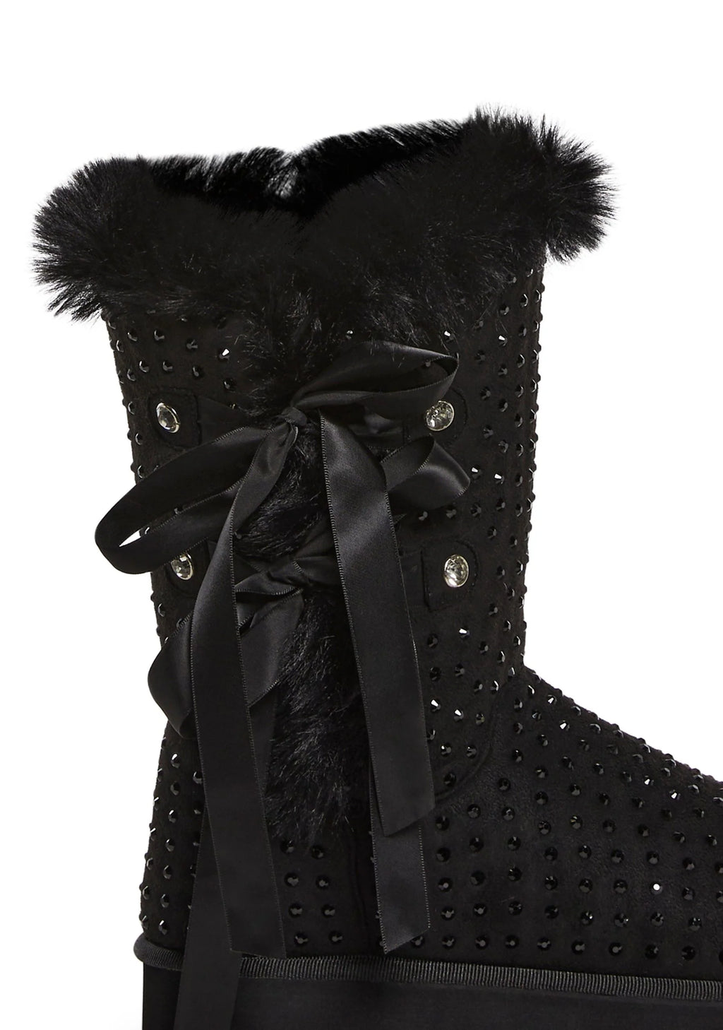 Snowflake Cadet Rhinestone Booties – Black