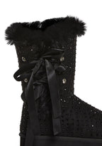 Snowflake Cadet Rhinestone Booties – Black