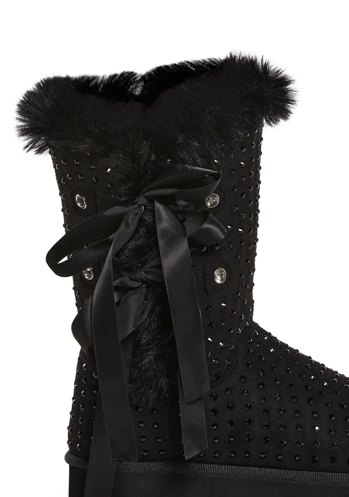 Snowflake Cadet Rhinestone Booties – Black