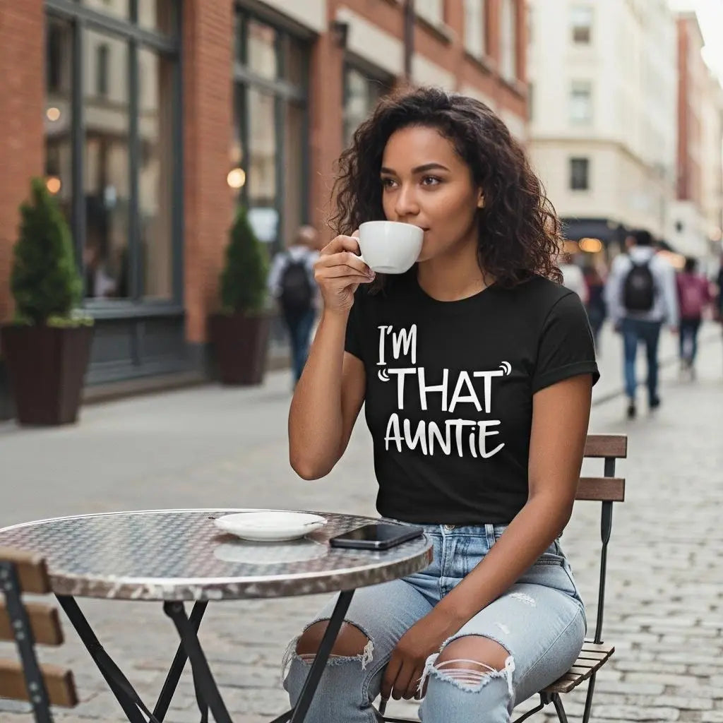 Cotton I'm That Auntie Funny Best Aunt Tee T-Shirt Women's SummerClassic Soft Crew Neck Tee Tops