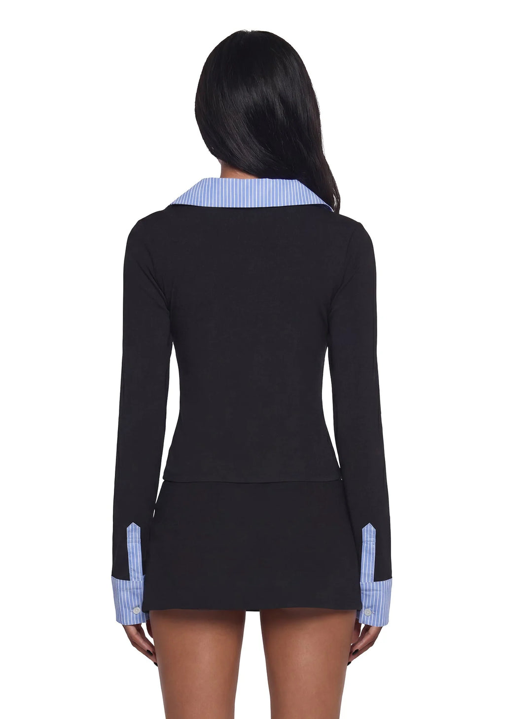Eleanor Collared Long Sleeve Top – Striped