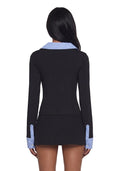 Eleanor Collared Long Sleeve Top – Striped