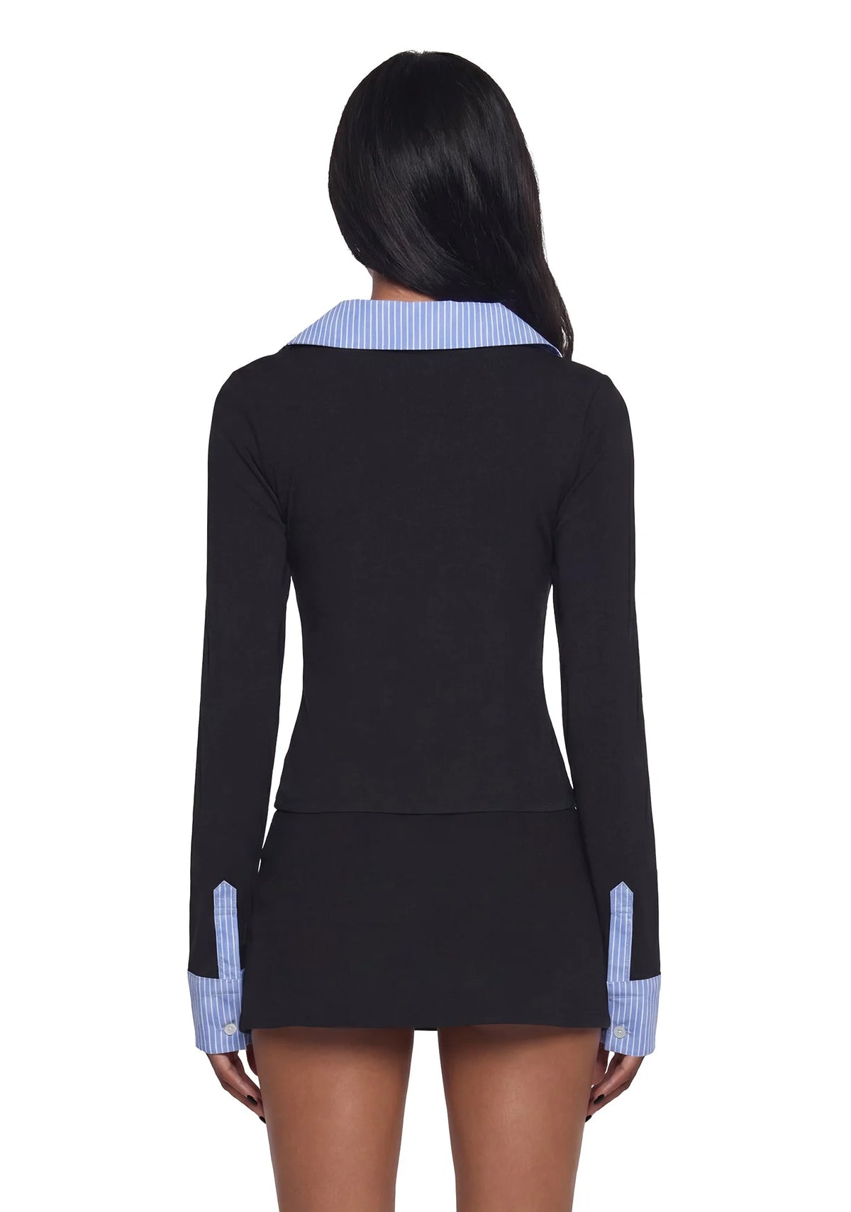 Eleanor Collared Long Sleeve Top – Striped