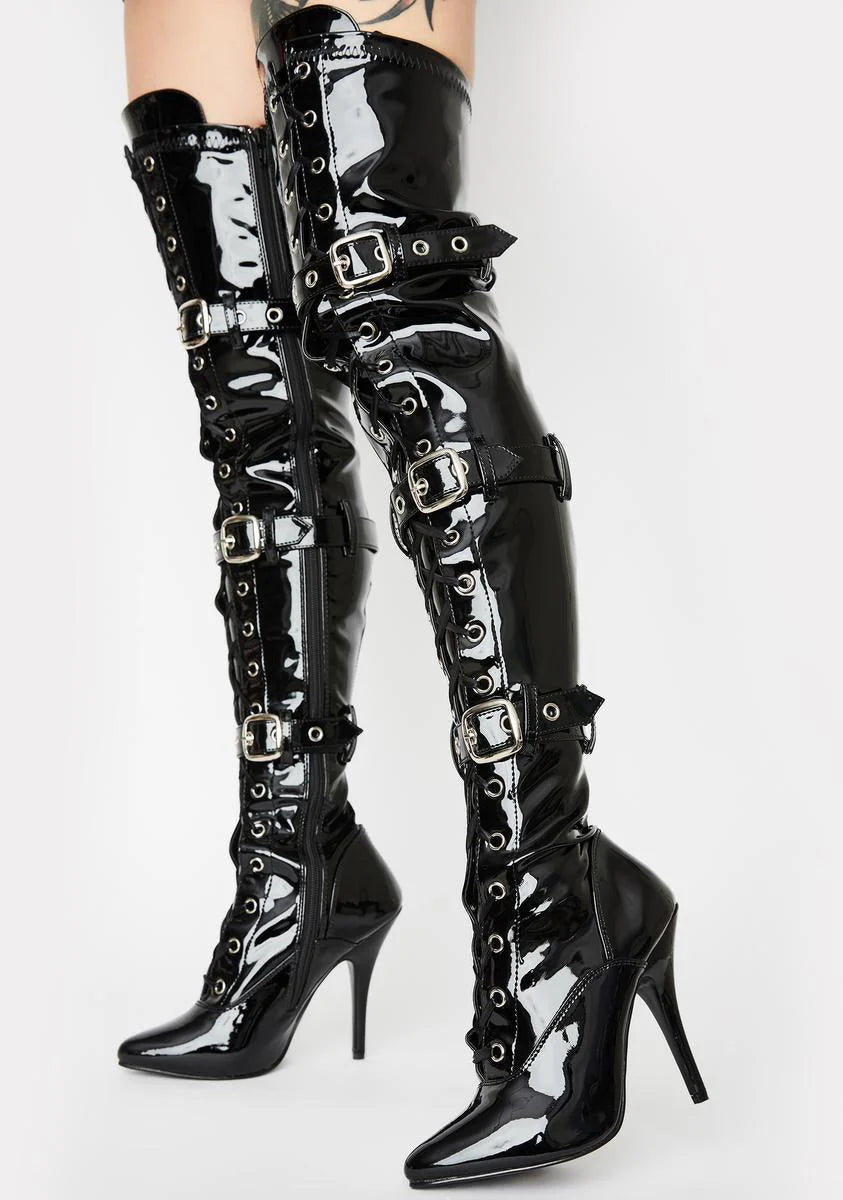 Seduce-3028 Thigh High Boots-Black