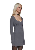Hearts Linked Henley Dress – Gray