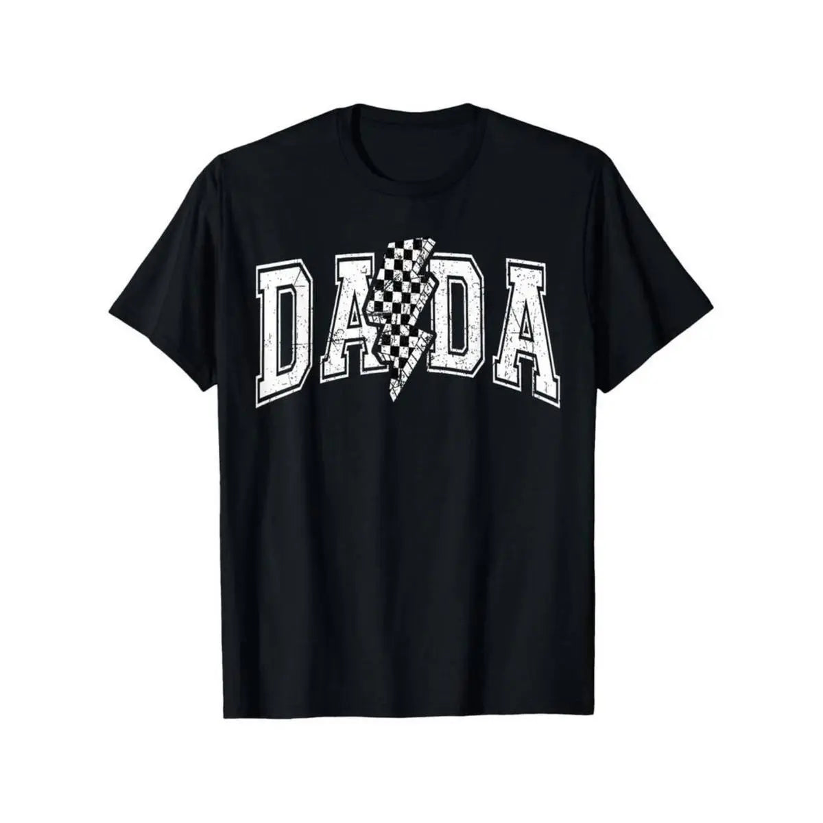 Summer t Shirts Dada Lightning Checkered Father'S Day Dad Grandpa T-Shirt 100% Cotton New Year Gift Fashion Friends Family Birthday S-XXXL Black 180g fabric weight