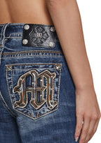 34″ Mid Rise Washed Boot Cut Jeans