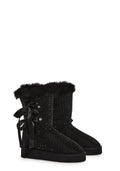 Snowflake Cadet Rhinestone Booties – Black