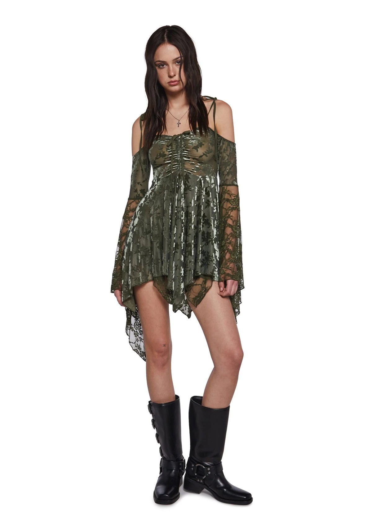 F is For Fairies Handkerchief Dress – Green Velvet Lace