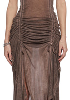 Tempo Ruched Harness Dress – Brown
