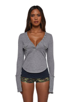 Brianna Long Sleeve Top – Gray