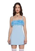 Flirty N’ Thriving Marabou Dress – Light Blue