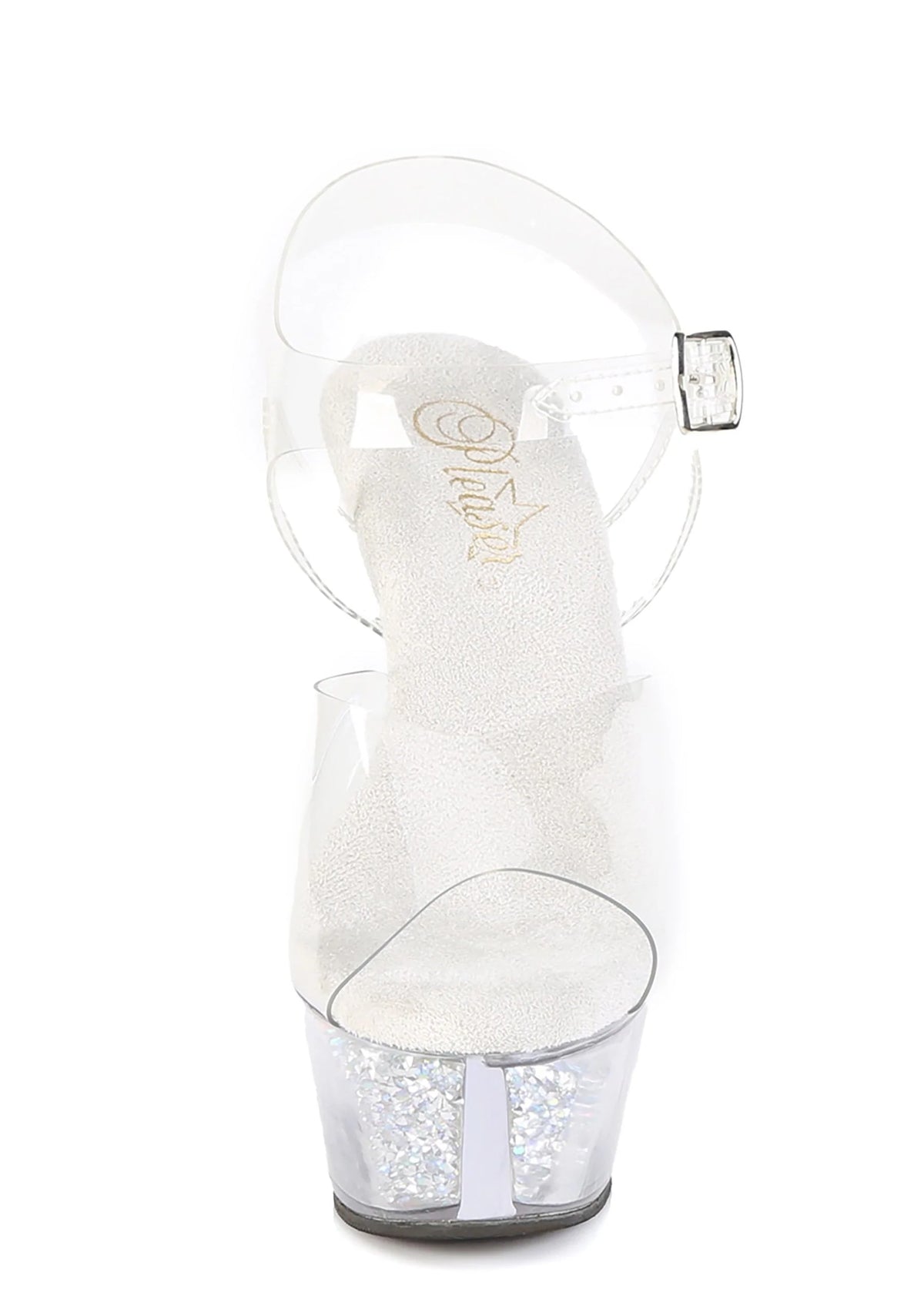 Kiss-208RSI Platform Ankle Strap Sandals-Clear Rhinestones