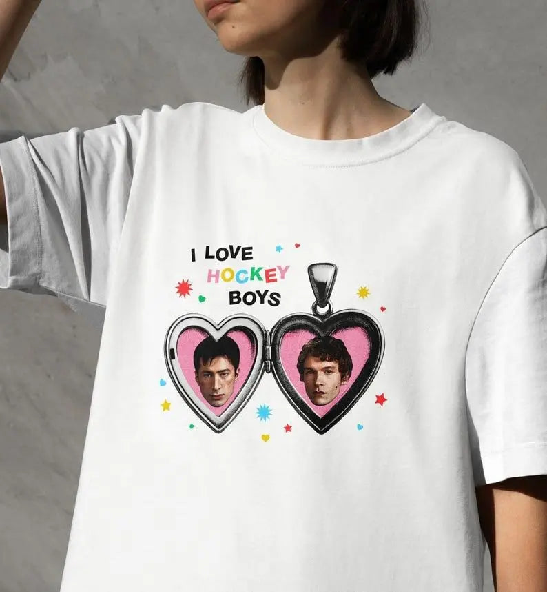 Heated Rivalry Characters Shirt - I Love Hockey Boys - Hollander & Rozanov LGBT Love Tee – Hockey Romance Movie Fan Merch Gift, Aesthetic Top Booktok Bookish Reader Lover Cute Clothes Gift