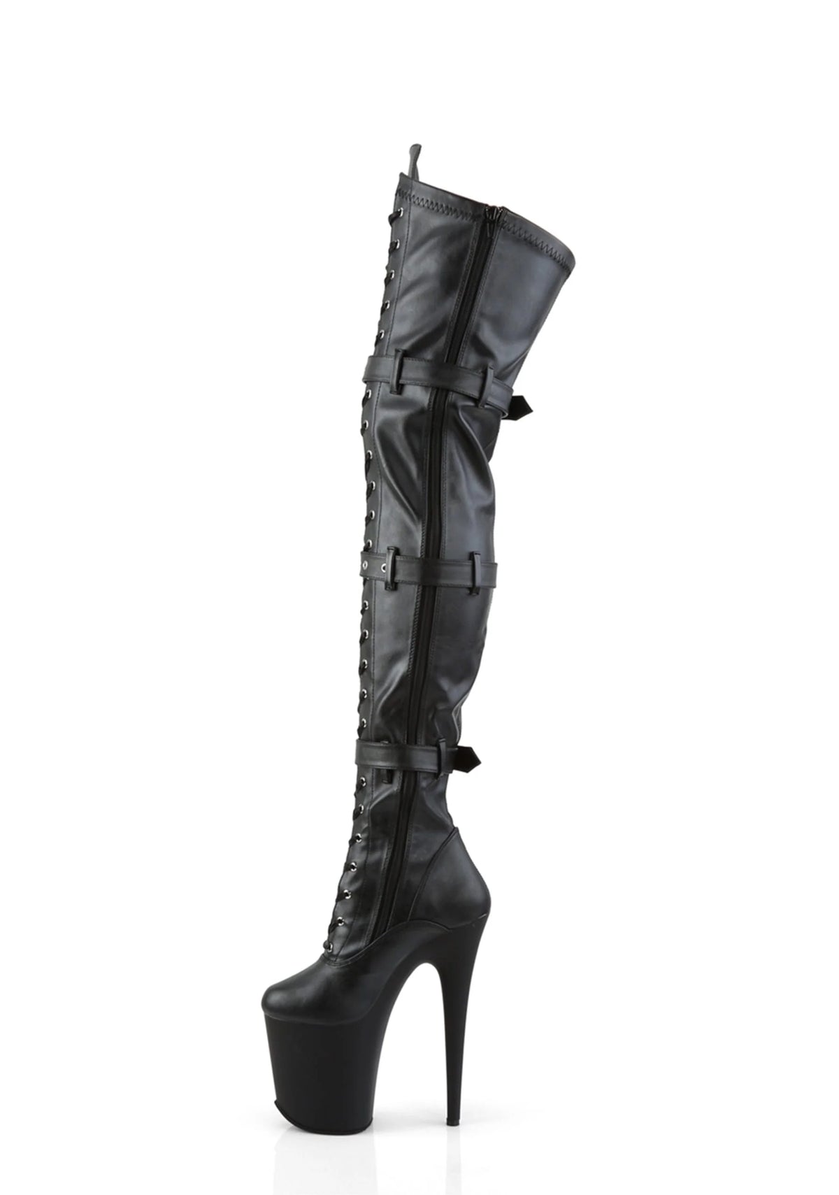 Flamingo-3028 Platform Thigh High Boots-Black