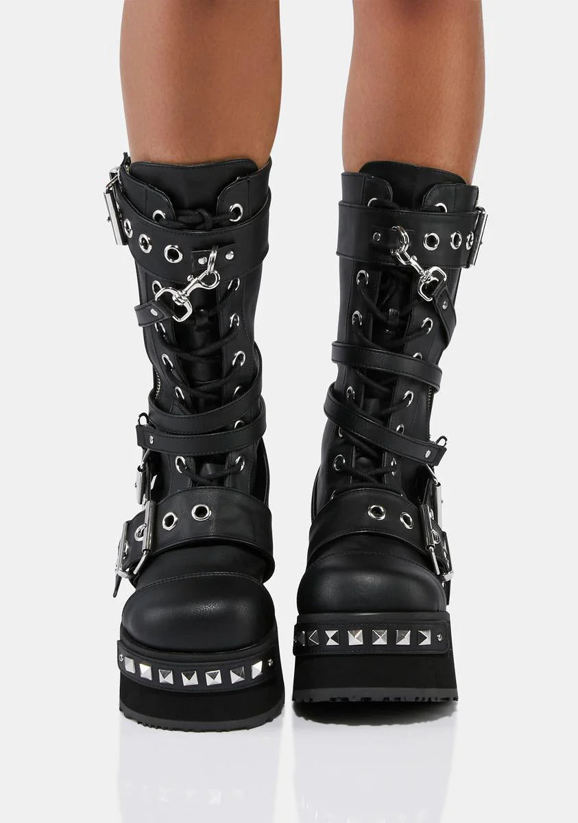 Trashville-250 Unisex Platform Mid-Calf Boots