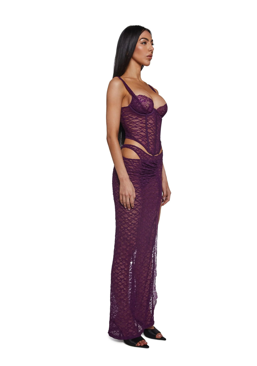 Feel Me Textured Lace Bustier Lingerie Set
