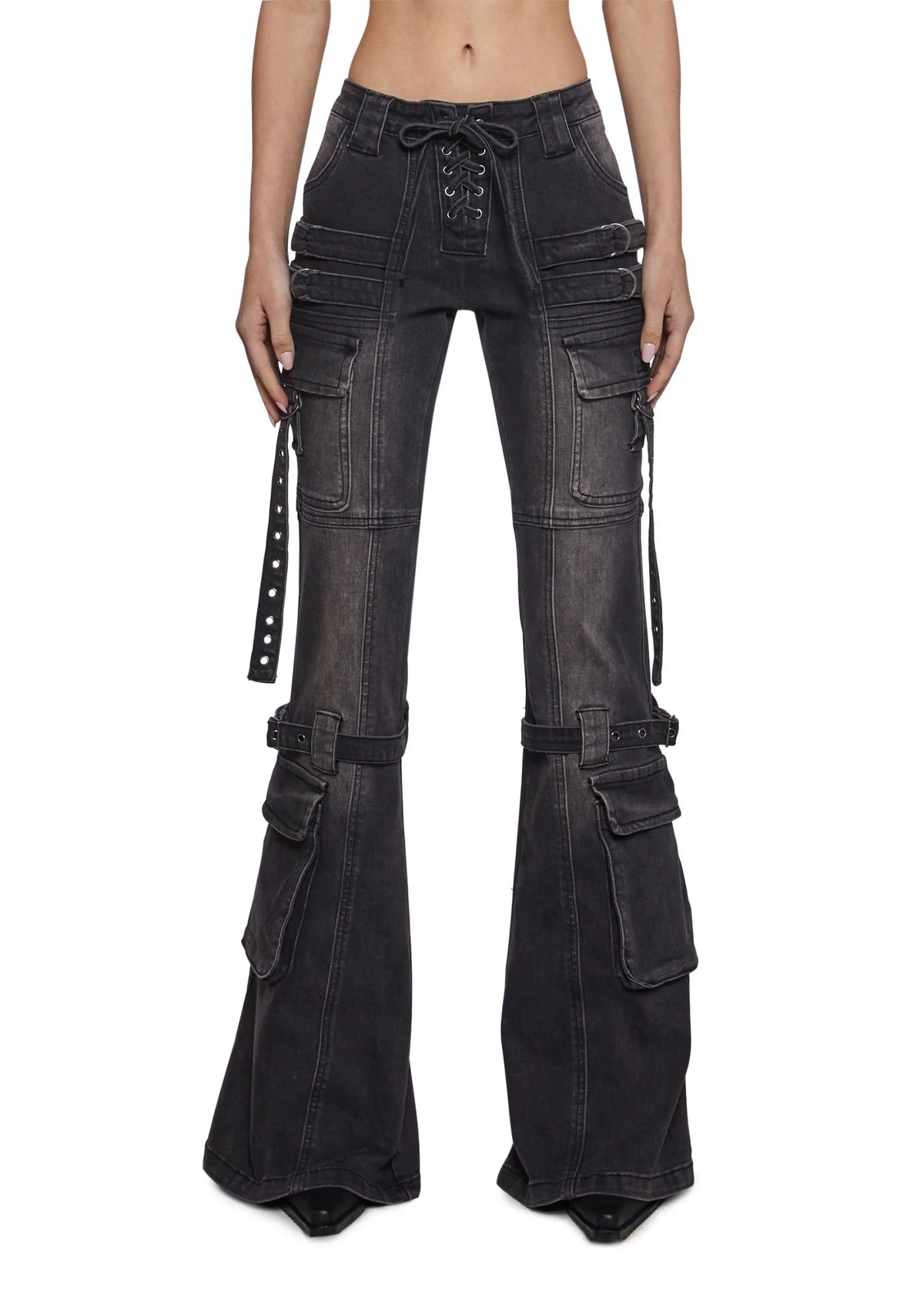 Level Up Cargo Fitted Jeans – Black