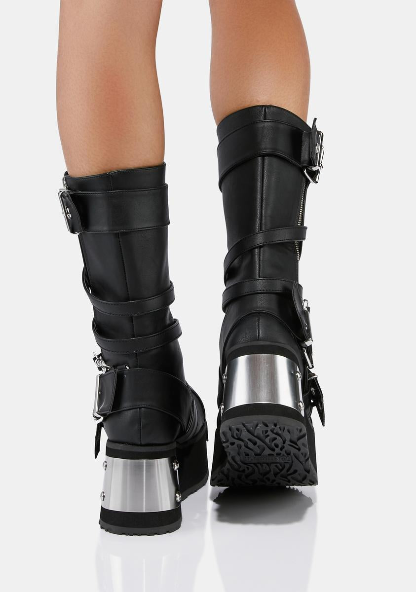 Trashville-250 Unisex Platform Mid-Calf Boots