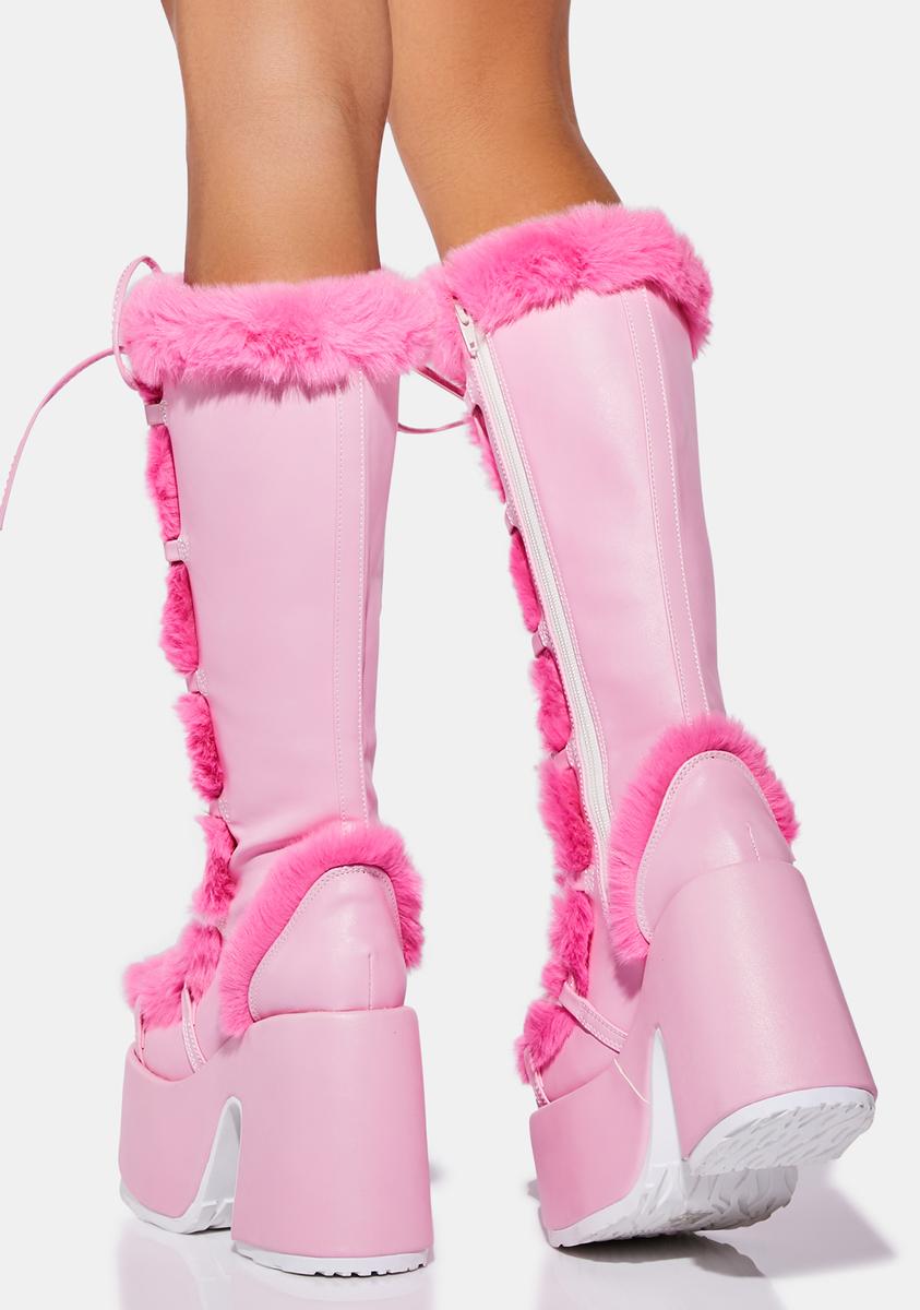 Pure Vigilance Platform Boots- Hot Pink