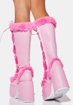 Pure Vigilance Platform Boots- Hot Pink
