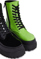 Color Me Haunted Mismatched Boots – Black/Green