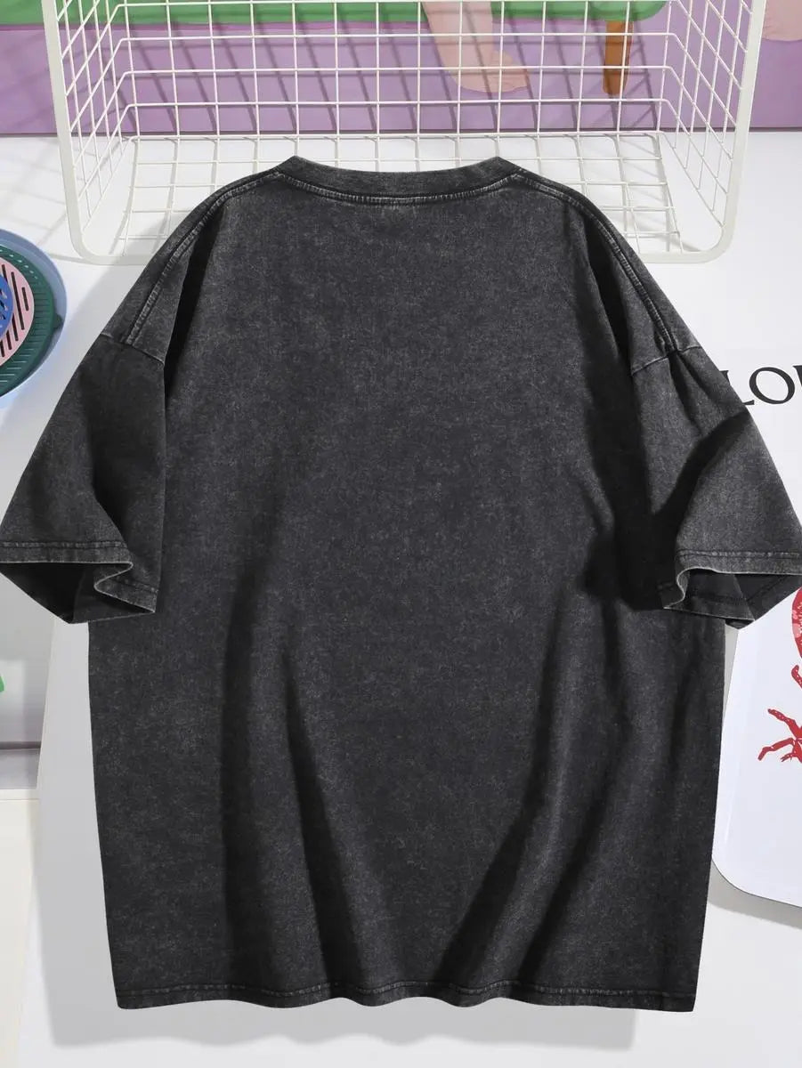 valentine shirts Oversized Washed Christian Tee: Bold Jesus Graphic, Summer Streetwear Menswear Top