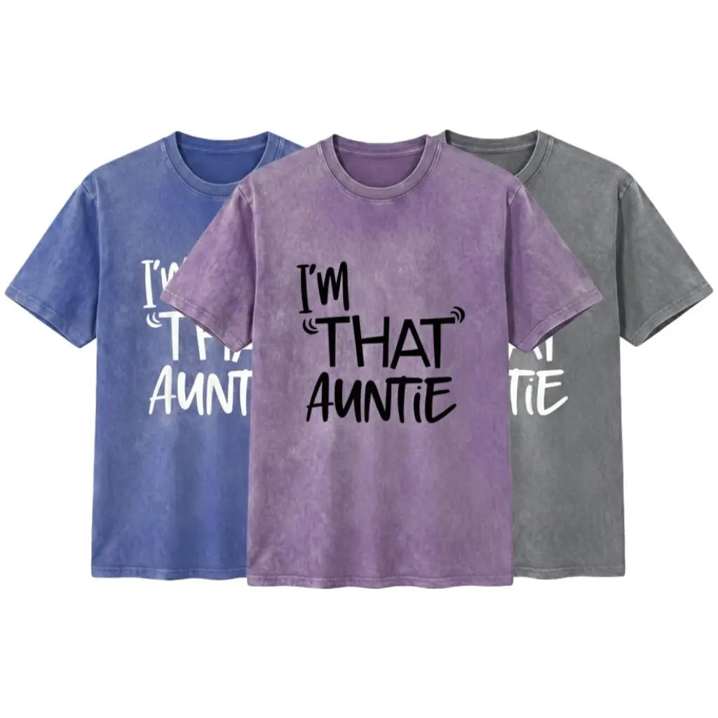 Cotton I'm That Auntie Funny Best Aunt Tee T-Shirt Women's SummerClassic Soft Crew Neck Tee Tops