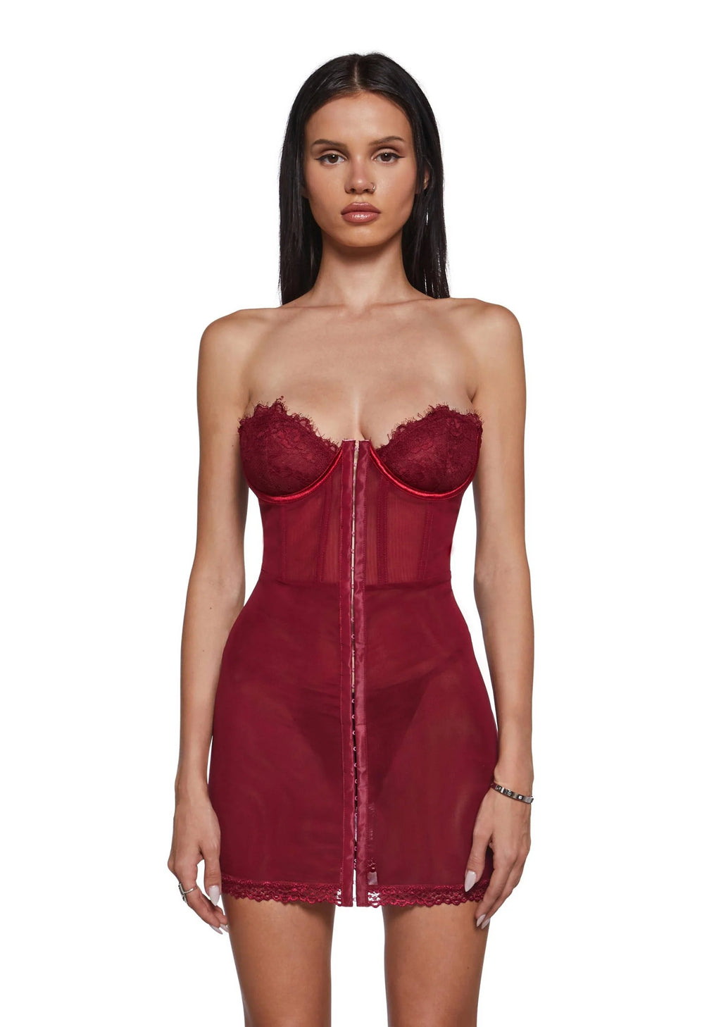 Captivating Gazes Slip Dress – Red