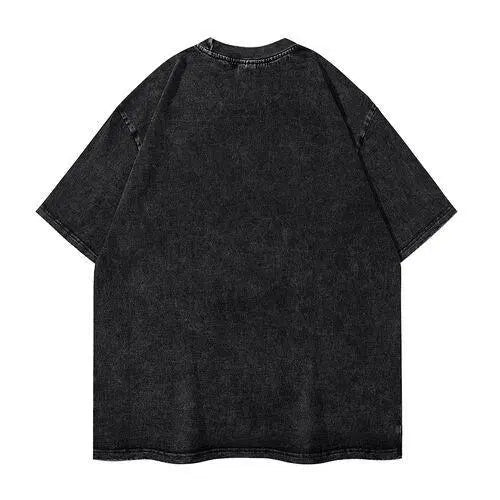 Vintage Cotton T-Shirt High Quality Cotton Vintage Wash Style Men's Double-Sided Printed T-Shirt Tattoos Are Trashy Summer Wear Drop Shoulder Sleeves Round Neck Short-Sleeved Top
