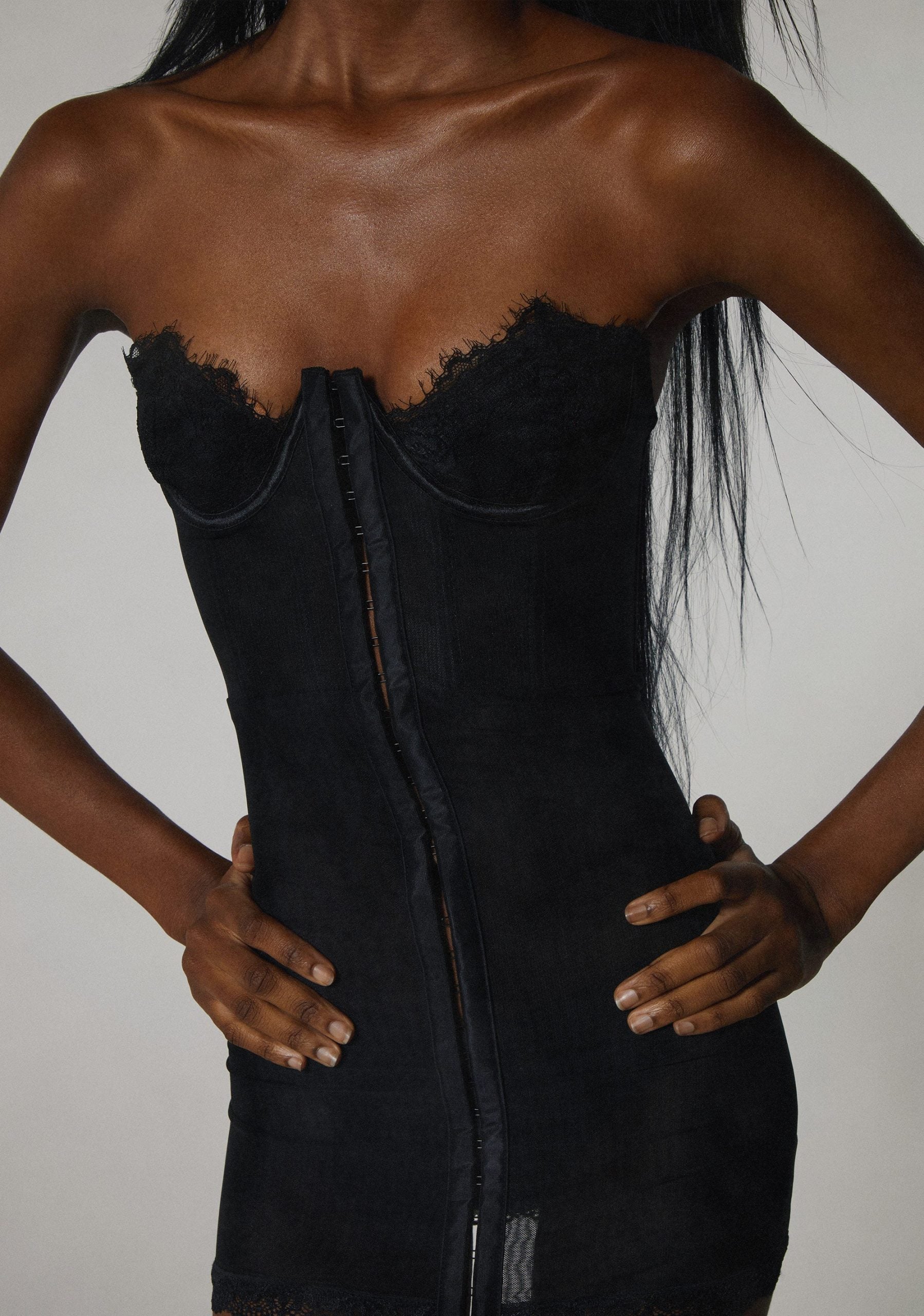 Captivating Gazes Slip Dress – Black