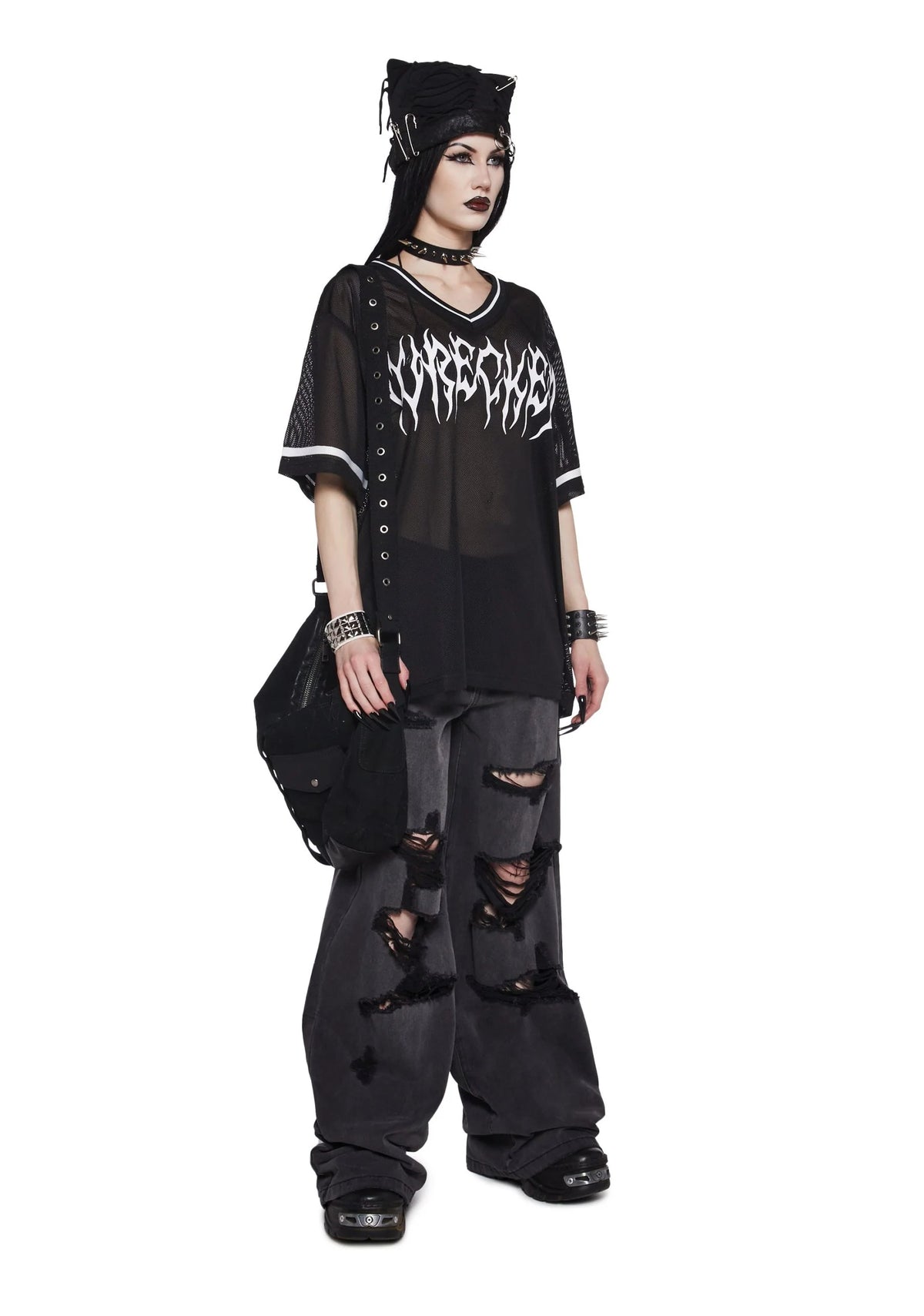 Sinful Attitude Wide Leg Jeans – Distressed Grey