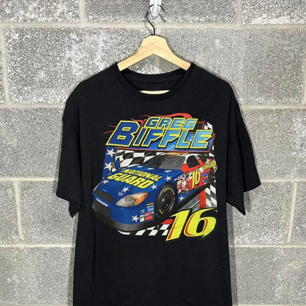 Vintage 90s Nasscar Greg BiffIe T-Shirt, Unisex Tee Sport Fan Gift