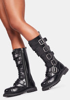 Riot-18BK Unisex Knee High Boots