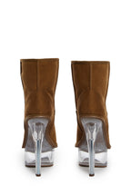 Kickdrum Suede Clear Platform Boots – Brown