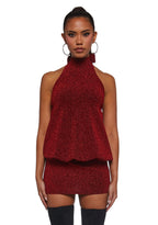 Club Moves Halter Dress – Red Glitter