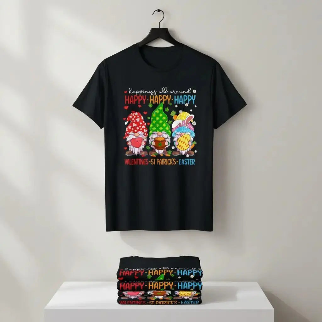 Happy Valentines St Patrick Easter Happy Holiday Gnome Funny T-Shirt