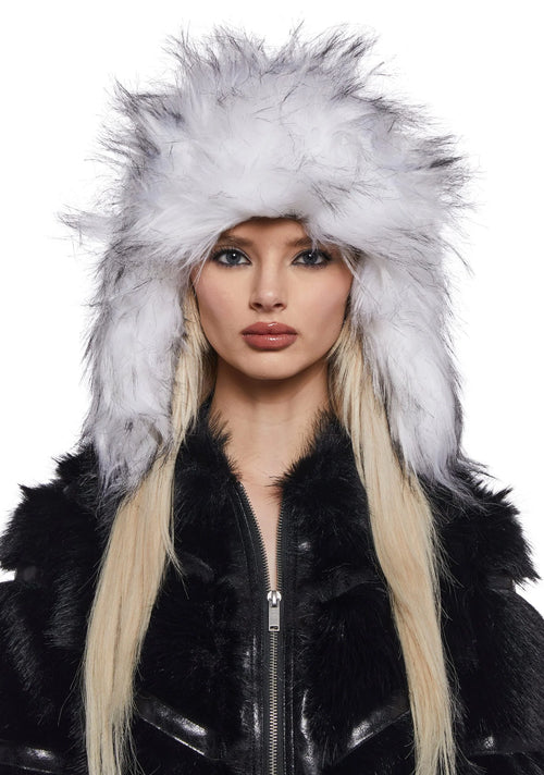 Aura Faux Fur Trapper Hat – White